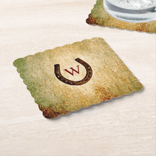 Hufeisenpapier Mit Monogramm Untersetzer (angewinkelt)