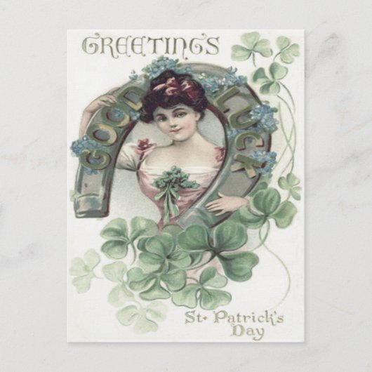 Hufeisenweibchen Kleeblatt Vergessen-Me-Nicht Postkarte (Vorderseite)