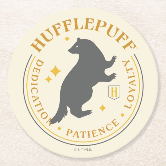 HUFFLEPUFF™ Badger House Pride Abzeichen Runder Pappuntersetzer (Vorderseite)