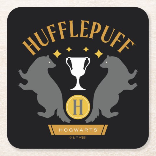 HUFFLEPUFF™ Badger und Cup House Pride Grafik Rechteckiger Pappuntersetzer (Vorderseite)