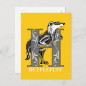 HUFFLEPUFF™ Crosshatched Emblem Einladungspostkarte (Vorne/Hinten)