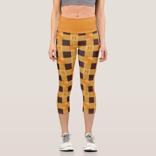 HUFFLEPUFF™ Karo Kariertes Muster Capri Leggings (Vorderseite)