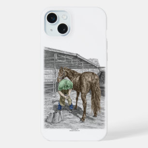 Hufschmied beschneidet Pferdehuf iPhone 15 Plus Hülle