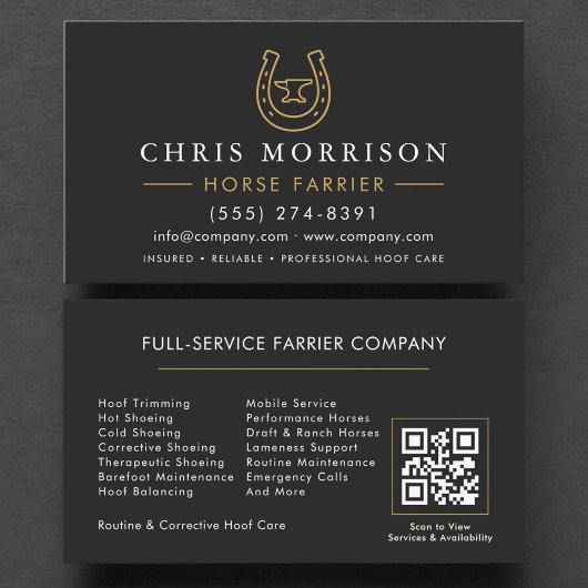Hufschmied QR Code Geschäftskarte Visitenkarte