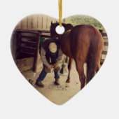 Hufschmied - schöne PferdeFoto-Huf-Ordnung Keramikornament (Vorne)