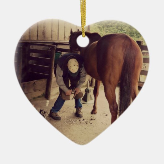 Hufschmied - schöne PferdeFoto-Huf-Ordnung Keramikornament (Vorne)