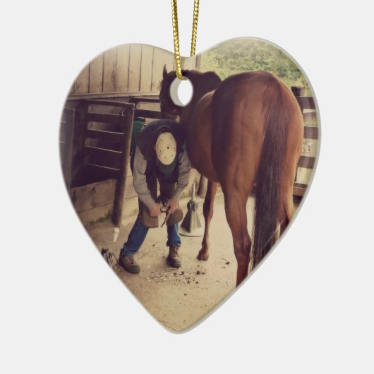 Hufschmied - schöne PferdeFoto-Huf-Ordnung Keramikornament (Links)