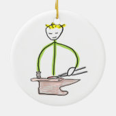 Hufschmied Stickman Keramik Ornament (Hinten)