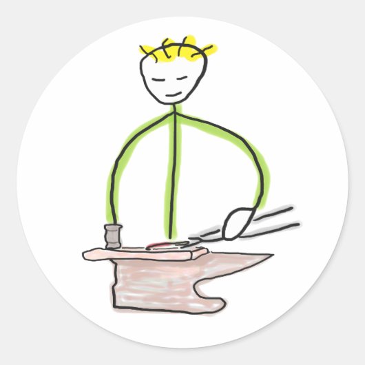 Hufschmied Stickman Runder Aufkleber (Vorderseite)