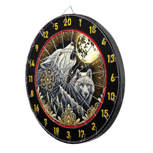 Hufwolf beleuchtet Stärke und Freiheit Dartscheibe (Vorderseite rechts)