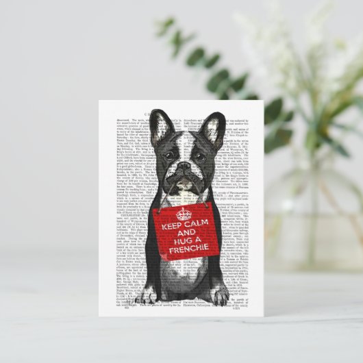 Hug a Frenchie Postkarte (Stehend Vorderseite)
