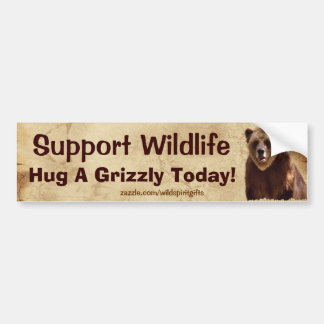 HUG A GRIZZLY Wildlife Support Fun Autoaufkleber