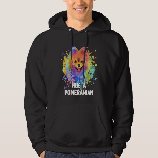 Hug a Pomeranian Dog Sayings Pets Quotes Pom Pom Hoodie (Vorderseite)