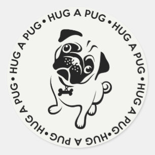 "Hug a Pug" Runde Aufkleber