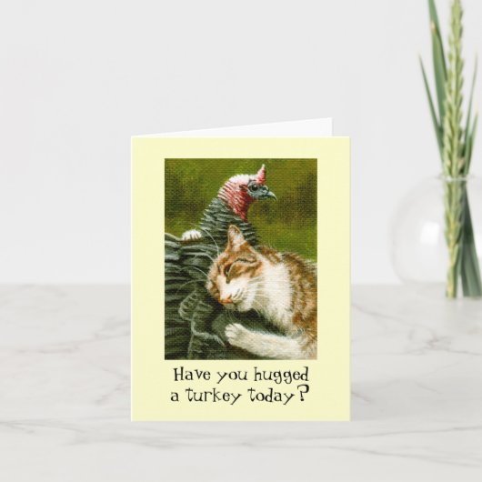 Hug a Turkey Thanksgiving Day Note Card Karte (Vorderseite)