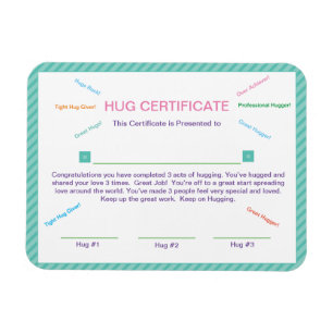 Hug Certificate Good Behavior Manners Award Magnet