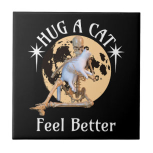 Hug eine Katze, fühle dich besser Skelett umarmt K Fliese