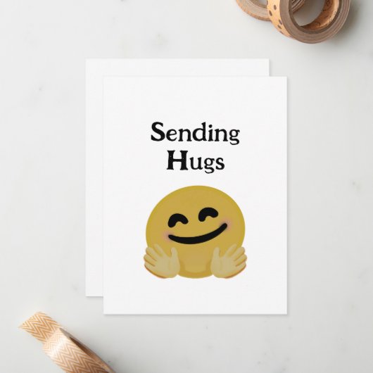 "Hug Emoji" Mitteilungskarte (Vorderseite/Rückseite Beispiel)