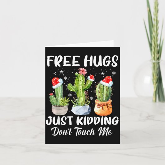 Hug Just Kidding Dont Touch Me Funny Cactus Christ Karte (Vorderseite)