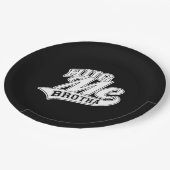 Hug Me Brotha auf Black Pappteller (Schrägansicht)