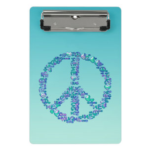 HUG ME PEACE Symbol + Ihr Backgr. Ideen Mini Klemmbrett