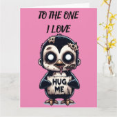 Hug Me Penguin Karte (Gelbe Blume)