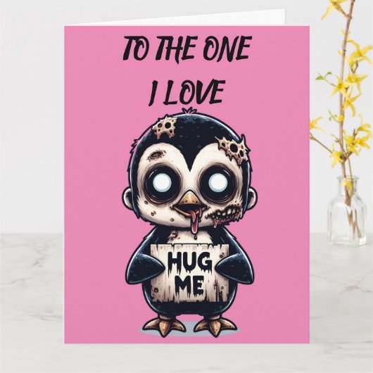 Hug Me Penguin Karte (Gelbe Blume)