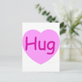 Hug Pink Heart Postkarte (Stehend Vorderseite)