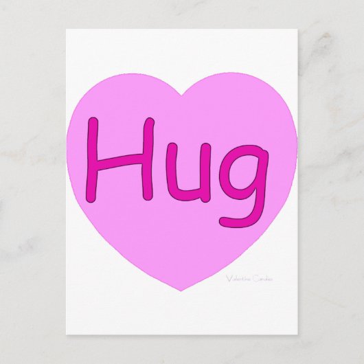 Hug Pink Heart Postkarte (Vorderseite)