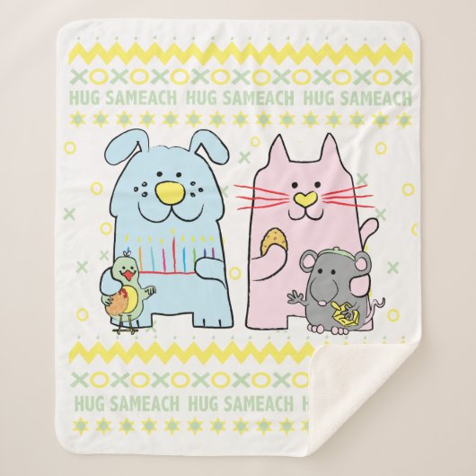 Hug Sameach Sherpa Hanukkah Blanket/Mittel Sherpadecke (Vorderseite)