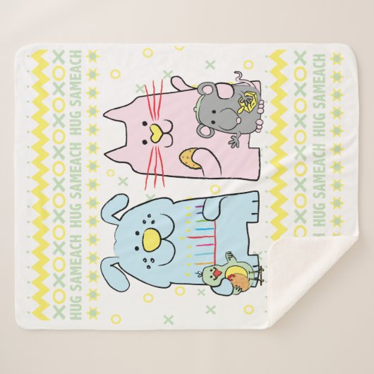 Hug Sameach Sherpa Hanukkah Blanket/Mittel Sherpadecke (Vorderseite (Horizontal))