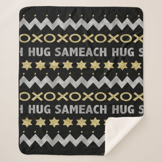 Hug Sameach Sherpa Hanukkah Blanket/Mittel Sherpadecke (Vorderseite)