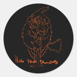 Hug Your Demons Runder Aufkleber