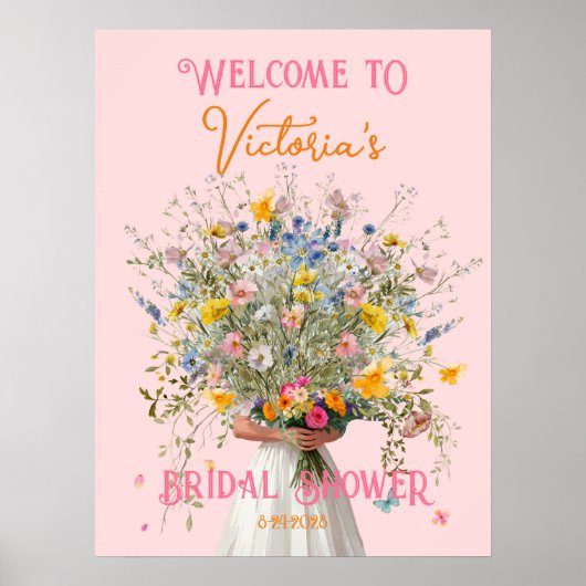 Huge Bouquet Bride Brautparty Begrüßungszeichen Poster (Vorne)