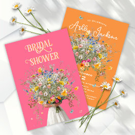 Huge Bouquet Bride Pink Orange Brautparty Invit Einladung