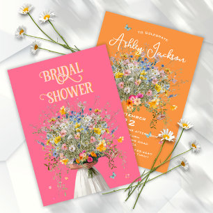 Huge Bouquet Bride Pink Orange Brautparty Invit Einladung