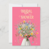 Huge Bouquet Bride Pink Orange Brautparty Invit Einladung (Vorderseite)