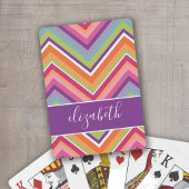 Huge Colorful Chevron Pattern with Name purple Spielkarten