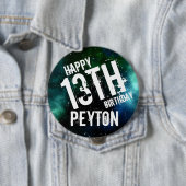 HUGE Galaxy Green Blue Personalisiert Birthday Par Button (Beispiel)