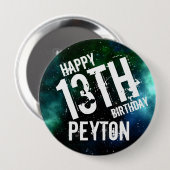 HUGE Galaxy Green Blue Personalisiert Birthday Par Button (Vorne & Hinten)