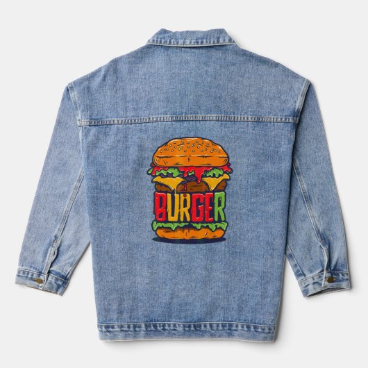 Huge Hamburger Cheeseburger Restaurant Burger Jeansjacke (Rückseite)