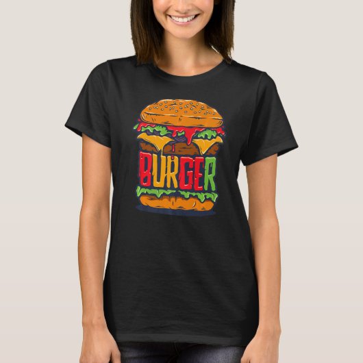 Huge Hamburger Cheeseburger Restaurant Burger T-Shirt (Vorderseite)