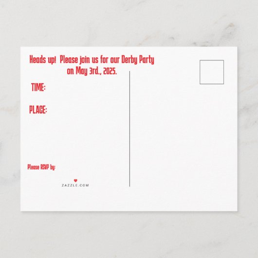 HUGE HAT DERBY-PARTY EINLADUNG (Rückseite)