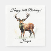 Huge Racks Deer Happy Birthday Name Serviette (Vorderseite)