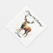 Huge Racks Deer Happy Birthday Name Serviette (Ecke)