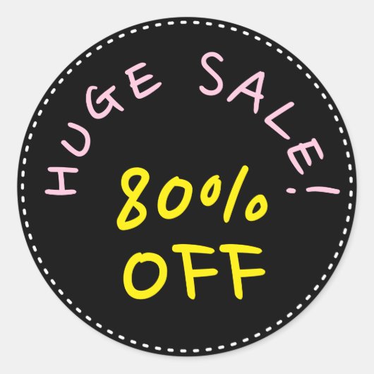 "HUGE SALE!" "80% OFF" Rundaufkleber Runder Aufkleber (Vorderseite)