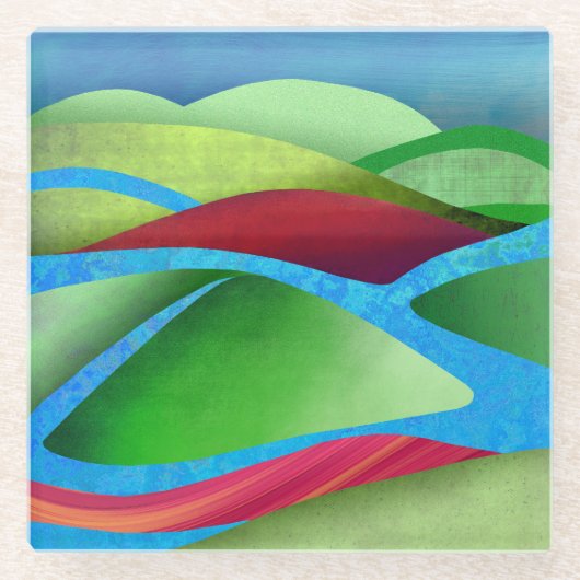 Hügel auf Eis Glasuntersetzer (Vorderseite)