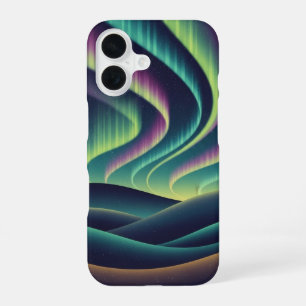 Hügel mit Retro-Aurora iPhone 16 Hülle