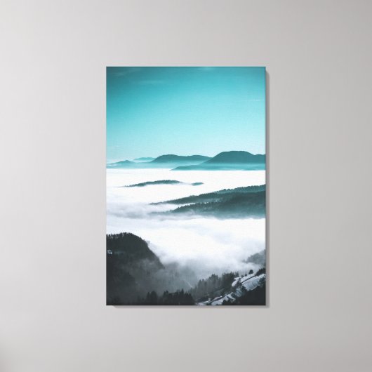 Hügel-, Nebel- und Baumebenen Leinwanddruck (Vorderseite)