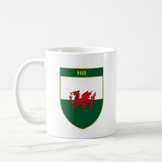 Hügel-Waliser-Flaggen-Schild Kaffeetasse (Links)
